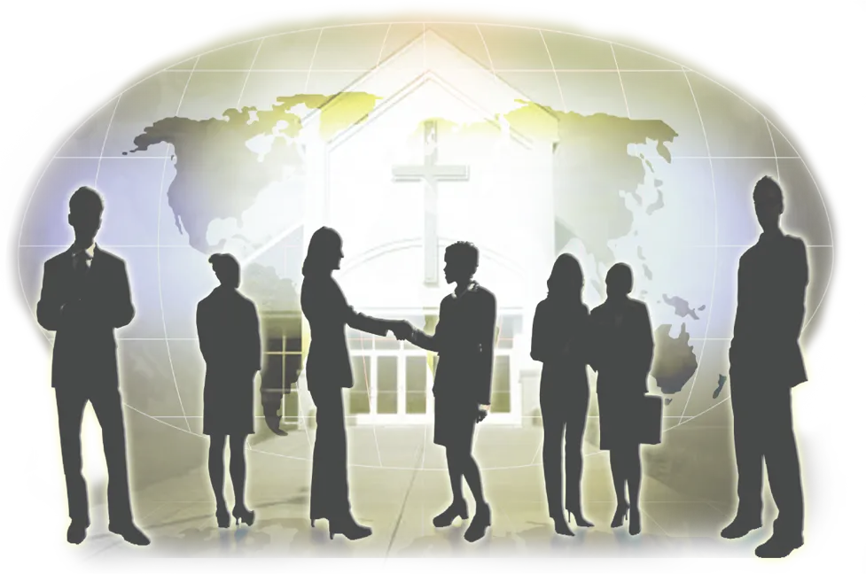 Silhouettes of people standing together